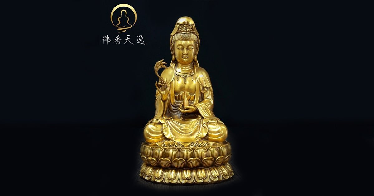 Tượng Phật Mẹ Quan Âm Ngồi Đài Sen Dát Vàng