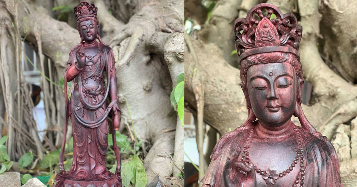 Tượng Phật Bà Đứng Gỗ Tử Đàn Ấn Độ