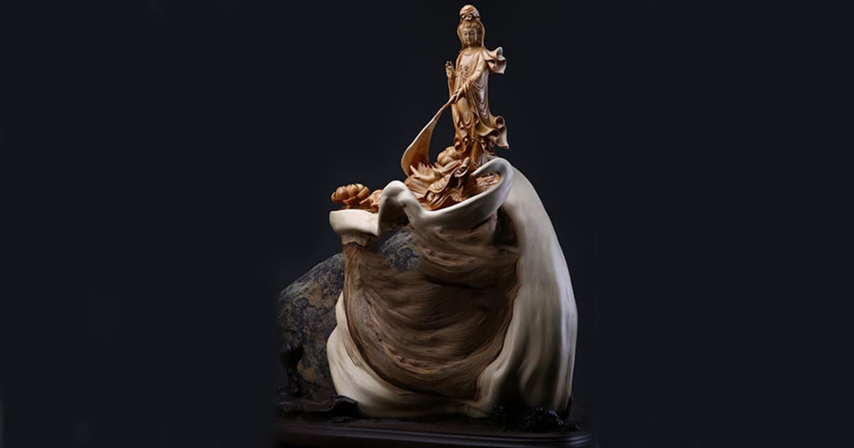 Tượng Phật Bà Quan Thế Âm Bồ Tát Gỗ Nu Liền Khối