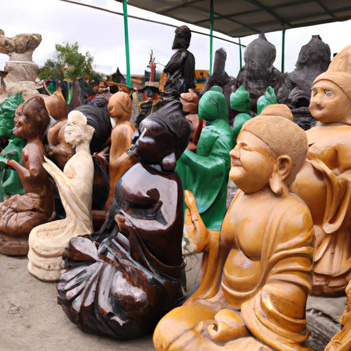 Bàn Trưng Bày Các Mẫu Tượng Tam Thế Phật Tại Chợ