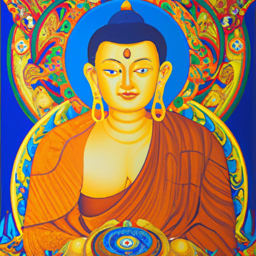 Bức Tranh Phật A Di Đà Với Màu Sắc Tươi Sáng Và Chi Tiết Tinh Xảo