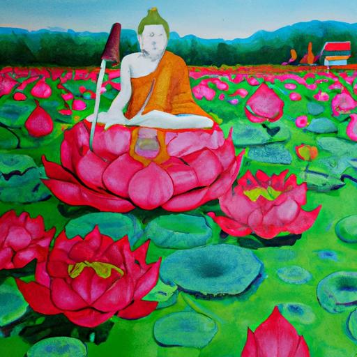 Bức Tranh Phật Trong Đồng Hoa Sen