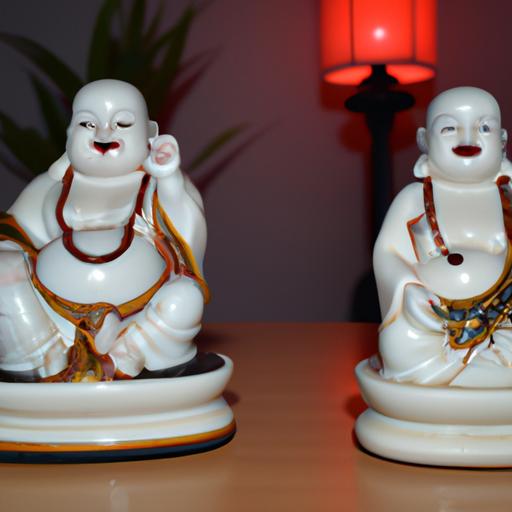 Cặp Tượng Phật Di Lặc Nhỏ Bằng Sứ Với Những Chi Tiết Khắc Hoa Tinh Xảo