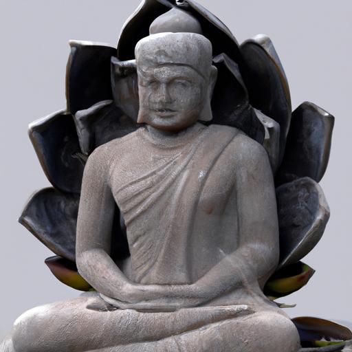Đá Khắc Phật Ngồi Trên Ngai Sen