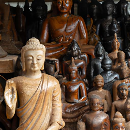 Kệ Đựng Nhiều Tượng Phật Di Lặc Gỗ Với Kích Thước Và Thiết Kế Khác Nhau