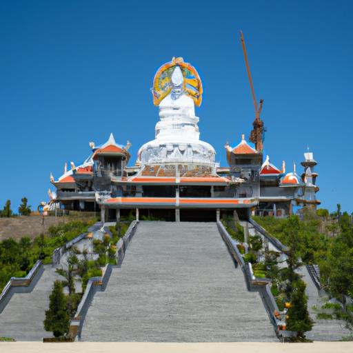 Kiến Trúc Đẹp Mắt Của Tượng Phật Núi Bà Tây Ninh Trên Nền Trời Xanh Trong.