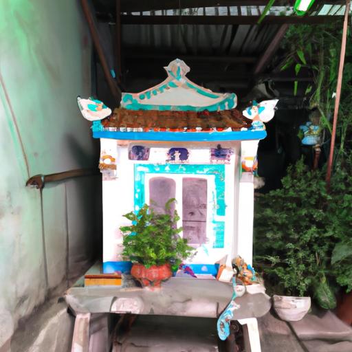 Một Ngôi Nhà Truyền Thống Việt Nam Với Một Đồ Đồng Thờ Nhỏ Bên Trong