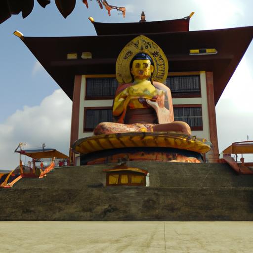 Ngôi Đền Thanh Bình Với Tượng Phật A Di Đà Lớn Làm Trung Tâm