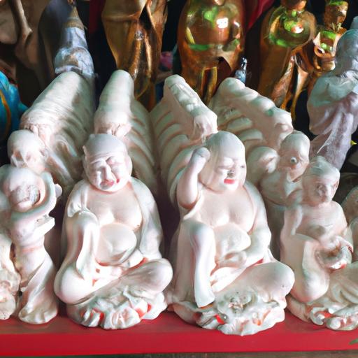 Nhóm Các Tượng 'Tượng Thất Phật Dược Sư Shop Hoa Vo Uu' Trên Bàn Thờ Đền Chùa