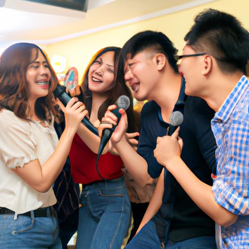 Nhóm Người Hát Karaoke Với Hợp Âm Chuẩn Tương Quan