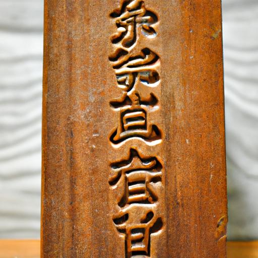 Tấm Bia Nguyện Gỗ Với Các Chữ Trung Quốc Được Khắc Trên Đó