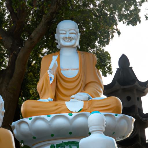 Bức Tượng Tam Thế Phật Ngồi Với Biểu Cảm Bình Tịnh