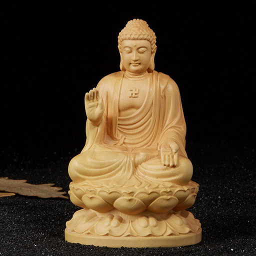 Tượng Phật A Di Đà Nhỏ Bằng Gỗ Dáng Ngồi