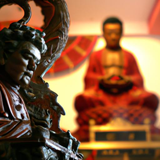 Tượng Dược Sư Phật Với Hình Ảnh Rồng Nổi Bật Phía Sau