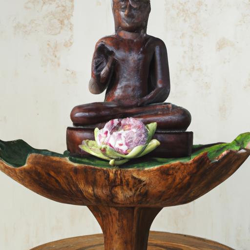 Tượng Gỗ Phật A Di Đà Được Đặt Trên Chân Đế Hoa Sen
