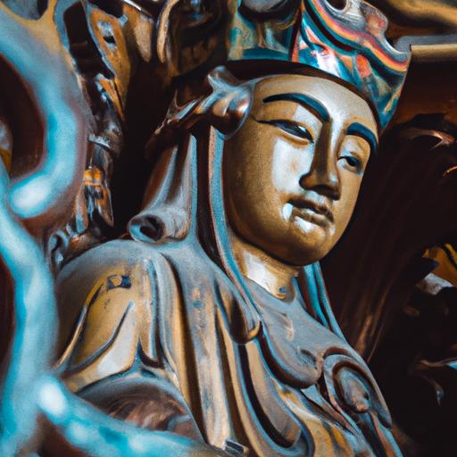 Tượng Gỗ Phật Bà Quan Âm Với Chi Tiết Tinh Xảo Chụp Gần