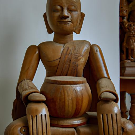 Tượng Gỗ Phật Tử Với Chi Tiết Khắc Hoa Tinh Xảo