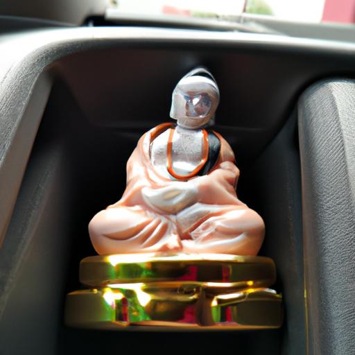 Tượng Phật A Di Đà Để Trên Giữa Bàn Đạp Xe Hơi