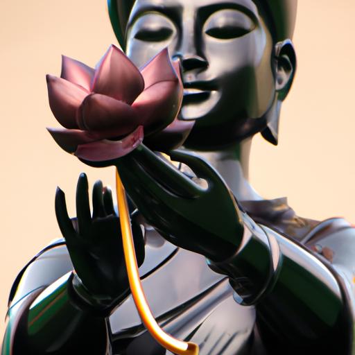 Tượng Phật Bà Quan Âm Bằng Đồng Cầm Hoa Sen