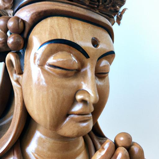 Tượng Phật Bà Quan Âm Bằng Gỗ Với Những Chi Tiết Tinh Xảo Và Khuôn Mặt Bình Tâm.