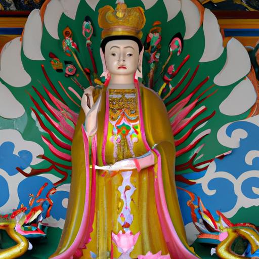 Tượng Phật Bà Quan Âm Bồ Tát Sặc Sỡ Với Những Họa Tiết Và Thiết Kế Tinh Xảo