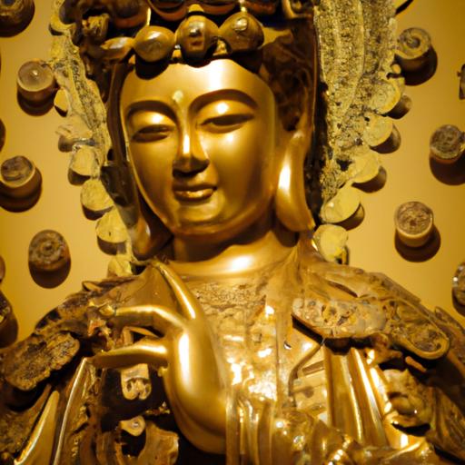 Tượng Phật Bà Quan Âm Bồ Tát Vàng Rực Với Chi Tiết Tinh Xảo