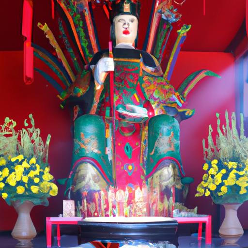Tượng Phật Bà Quan Âm Lớn Trong Phòng Thiền Với Những Que Nhang