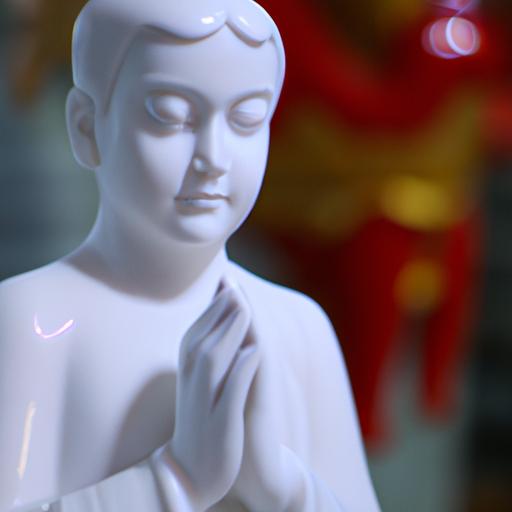 Tượng Phật Bà Quan Âm Sứ Trắng Với Biểu Cảm Thanh Tịnh