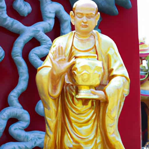 Tượng Phật Bà Quan Âm Vàng Đeo Bình Tâm