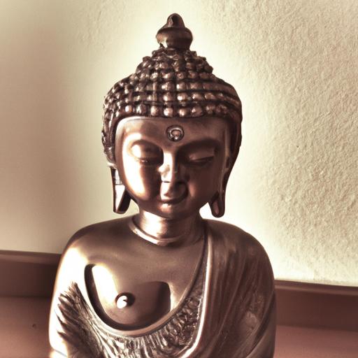 Tượng Phật Bằng Đồng Với Khuôn Mặt Thanh Tịnh.