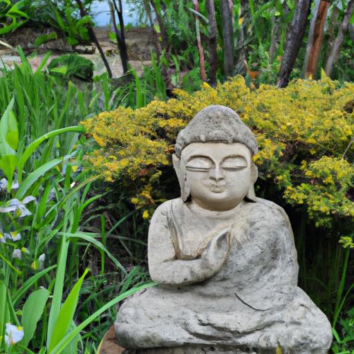 Tượng Phật Đản Sanh Bằng Đá Được Đặt Trên Khu Vườn Yên Bình