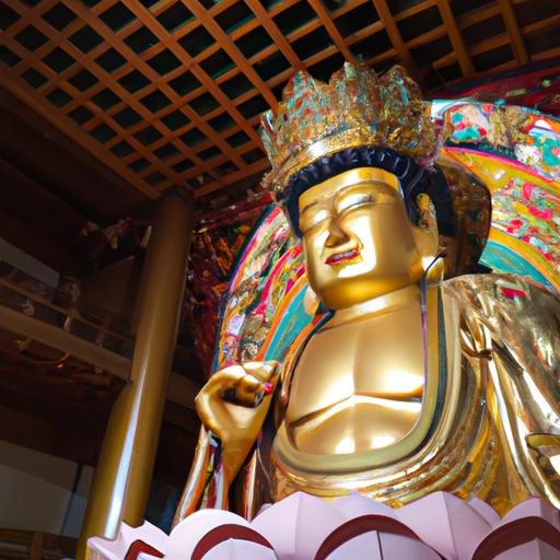 Tượng Phật Đản Sanh Trang Nghiêm Tại Một Ngôi Chùa Lớn