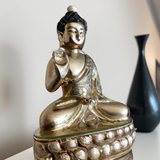 Tượng Phật Di Lặc Bằng Sứ Với Lớp Lá Vàng Phủ Bề Mặt