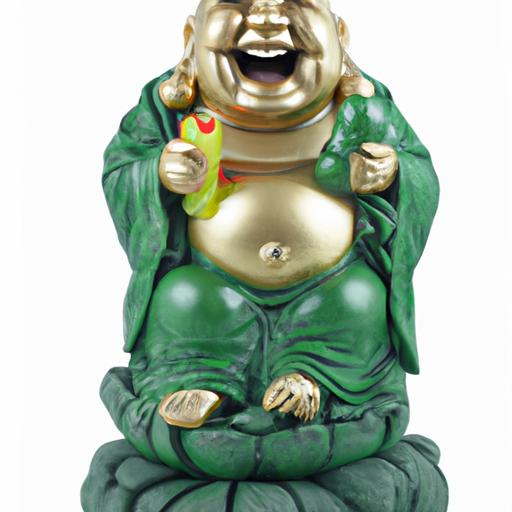 Tượng Phật Di Lặc Ngọc Bích Với Nụ Cười Tươi Tắn Và Cầm Tiền Vàng