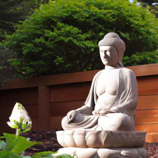 Một Tượng Phật Di Lặc Trong Một Khu Vườn Yên Tĩnh