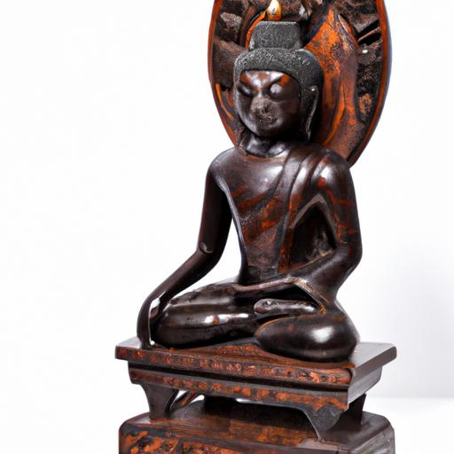 Tượng Phật Được Chạm Khắc Bằng Gỗ Gụ Đen Bóng