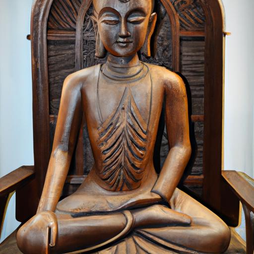 Tượng Phật Gỗ Ngồi Trên Ngai Sen Chạm Khắc Tinh Xảo.