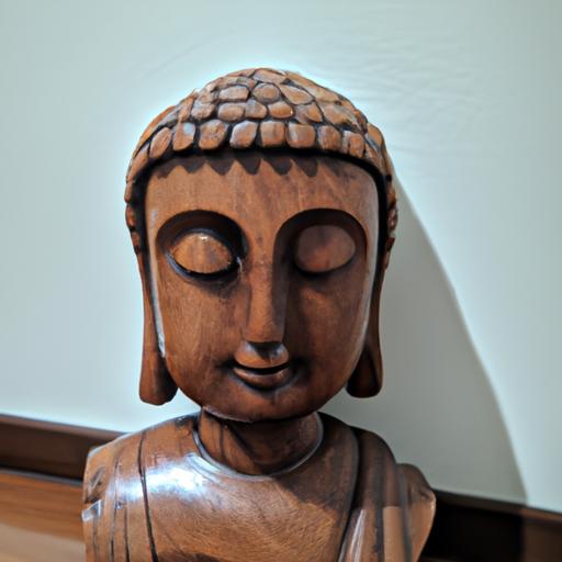 Tượng Phật Gỗ Với Nụ Cười Nhẹ Nhàng Tĩnh Lặng