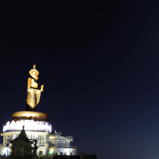 Tượng Phật Lung Linh Trong Bầu Trời Đêm Trên Đỉnh Núi Bà Đen
