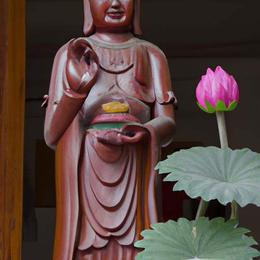Tượng Phật Quan Âm Bằng Gỗ Hương Cầm Hoa Sen Tượng Trưng Cho Tình Yêu Và Lòng Từ Bi