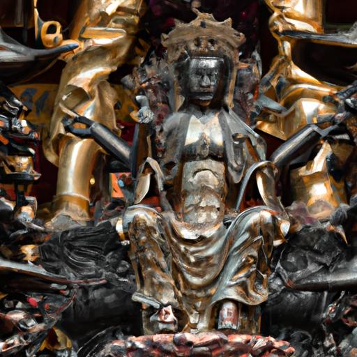 Tượng Phật Quan Thế Âm Bồ Tát Được Làm Từ Đồng Thau Tinh Xảo Trong Đền Chùa.