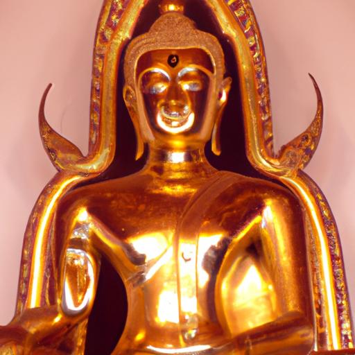 Tượng Phật Thái Lan Được Làm Bằng Vàng Với Những Họa Tiết Khắc Trên Bề Mặt