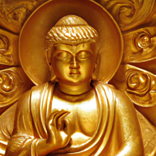 Tượng Phật Thích Ca Vàng Huyền Thoại Với Những Hoa Văn Phức Tạp Và Tinh Xảo, Tạo Nên Một Không Gian Tâm Linh Độc Đáo Và Trang Nghiêm.