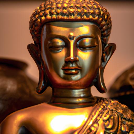 Tượng Phật Vàng Rực Với Các Hoa Văn Tinh Xảo Và Biểu Cảm An Nhiên