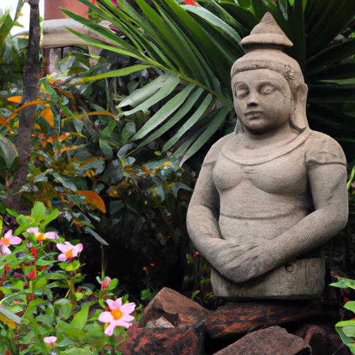Tượng Tam Thế Phật Đá Trong Khu Vườn Yên Bình