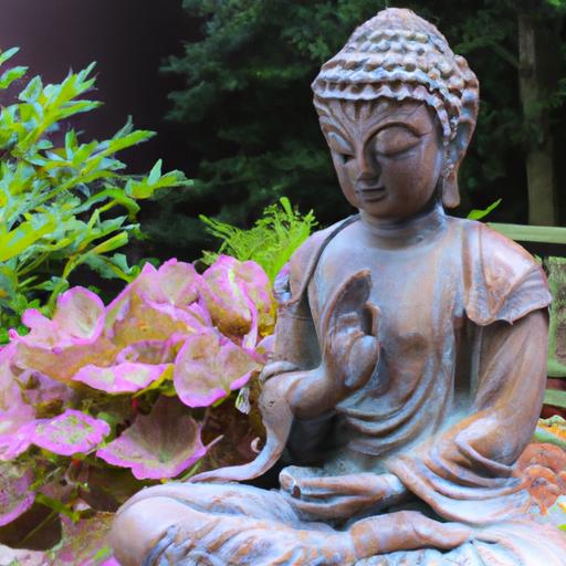 Tượng Phật A Di Đà Bằng Đồng Đẹp Trong Khu Vườn Yên Bình