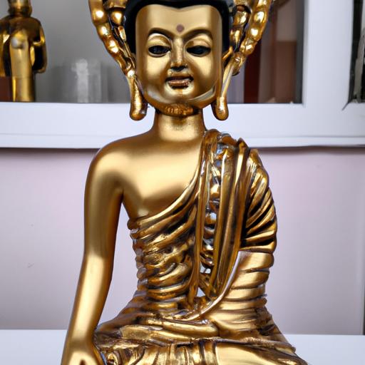 Tượng Phật Dược Sư Bằng Chất Liệu Composite Với Lớp Hoàn Thiện Màu Vàng Và Nét Mặt Thanh Tịnh