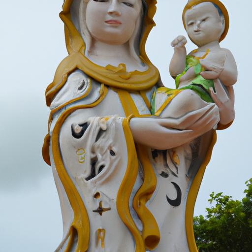 Tượng Phật Mẹ Quan Âm Giữ Một Đứa Trẻ Nhỏ.