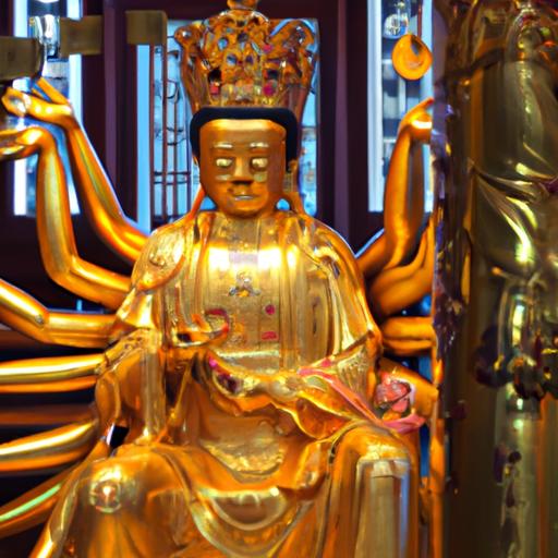 Tượng Phật Quan Âm Bồ Tát Bằng Vàng Trong Đền